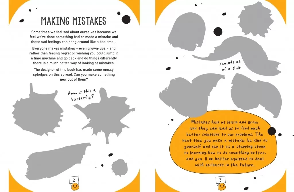 An interior spread of The Happy Workbook, all about making mistakes